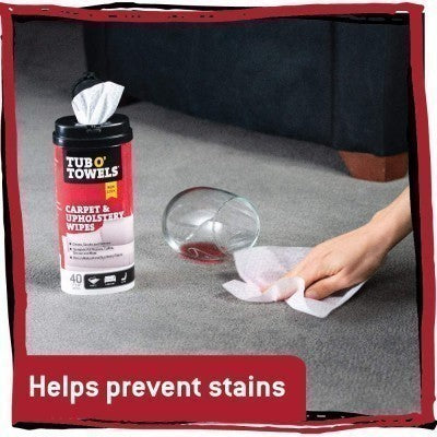 Tub O' Towels Carpet & Upholstery Wipes Heavy Duty Stain Remover 40 Count