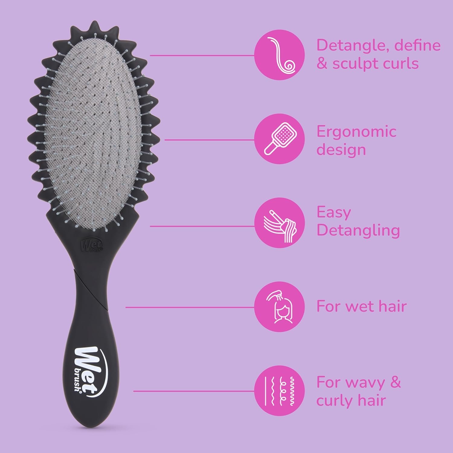 Wet Brush Curl Shaper Detangler Brush - Black