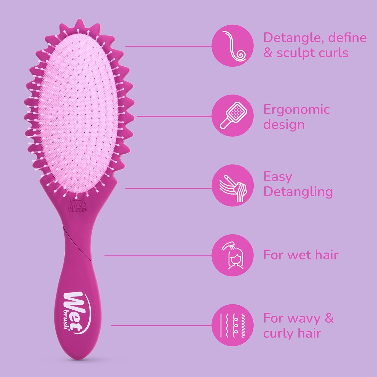 Wet Brush Curl Shaper Detangler Brush - Purple