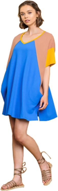 Umgee Plus Colorblock Waffle Knit Dress