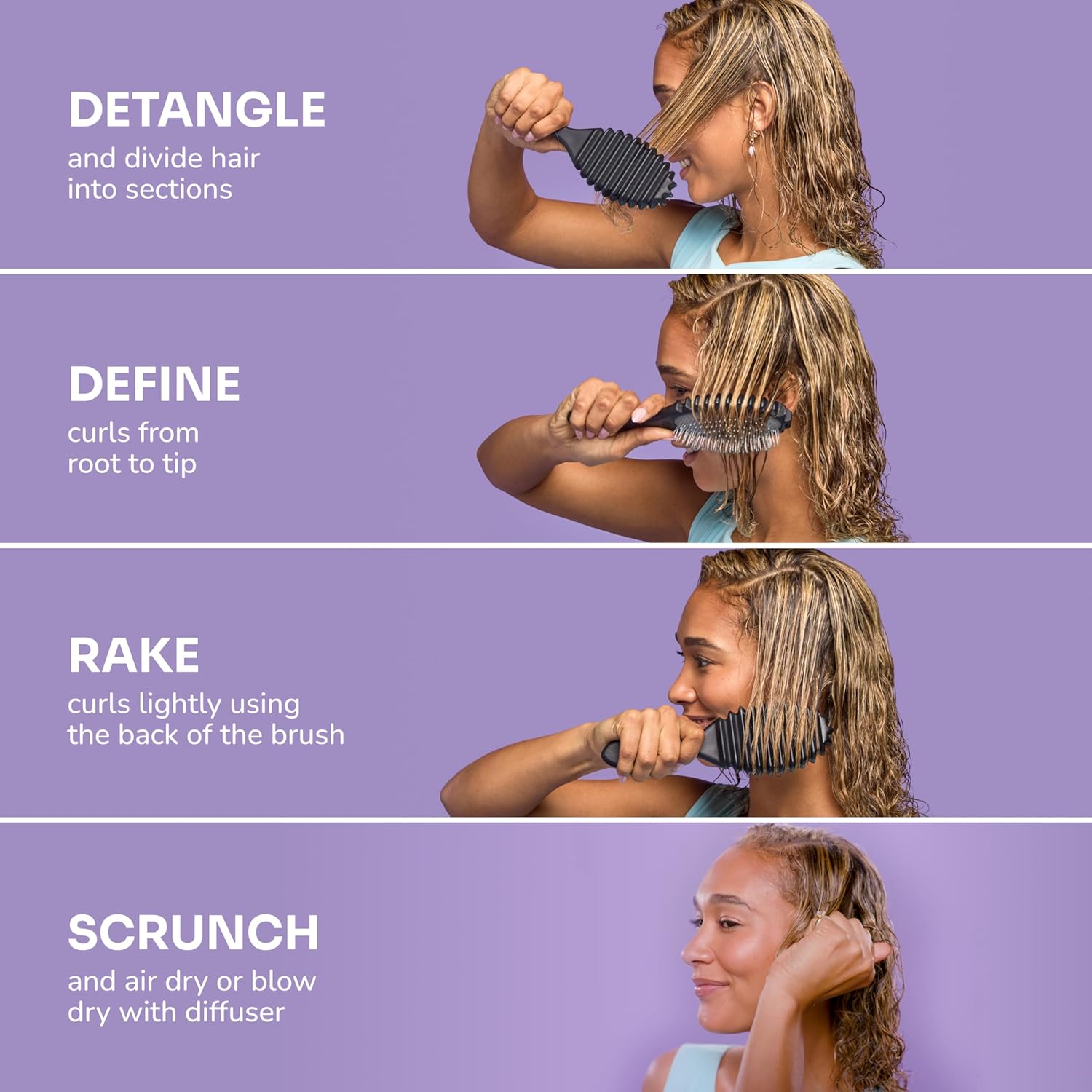 Wet Brush Curl Shaper Detangler Brush - Black