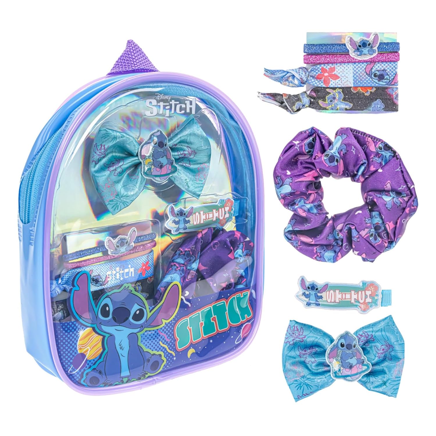 Disney Stitch Hair Accessories Mini Gift Bag Set Scrunchies Hair Bows Hair Clips