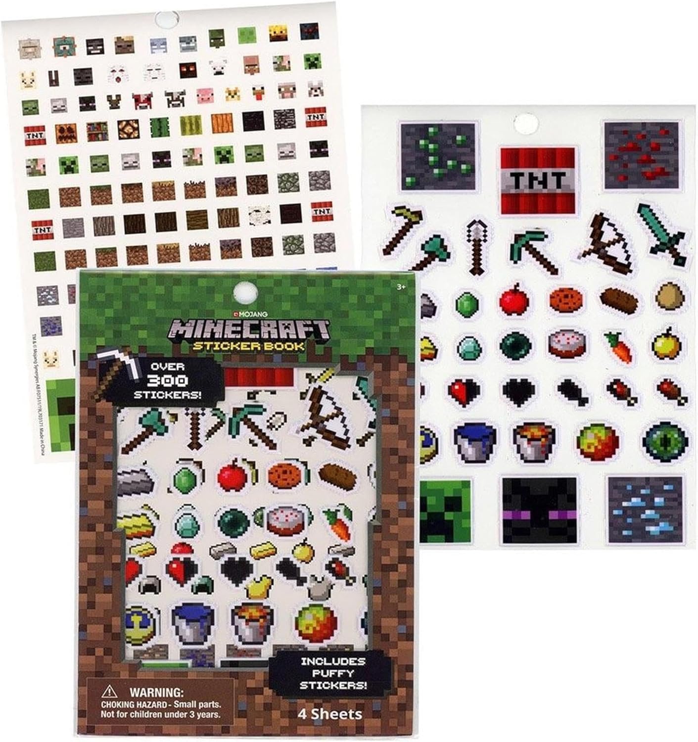 Minecraft Sticker Book, Includes Puffy Stickers, Over 300 Stickers