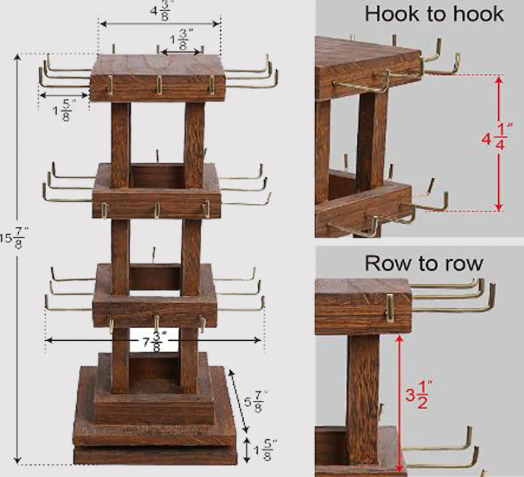 Empty Wooden Rotating Tower Display Stand