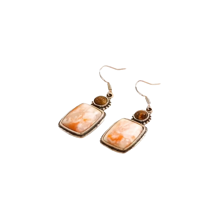 Bohemian Tiger Eye & Natural Stone Dangle Earrings
