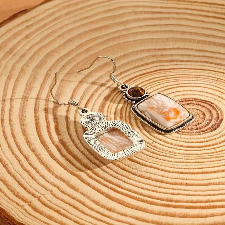 Bohemian Tiger Eye & Natural Stone Dangle Earrings