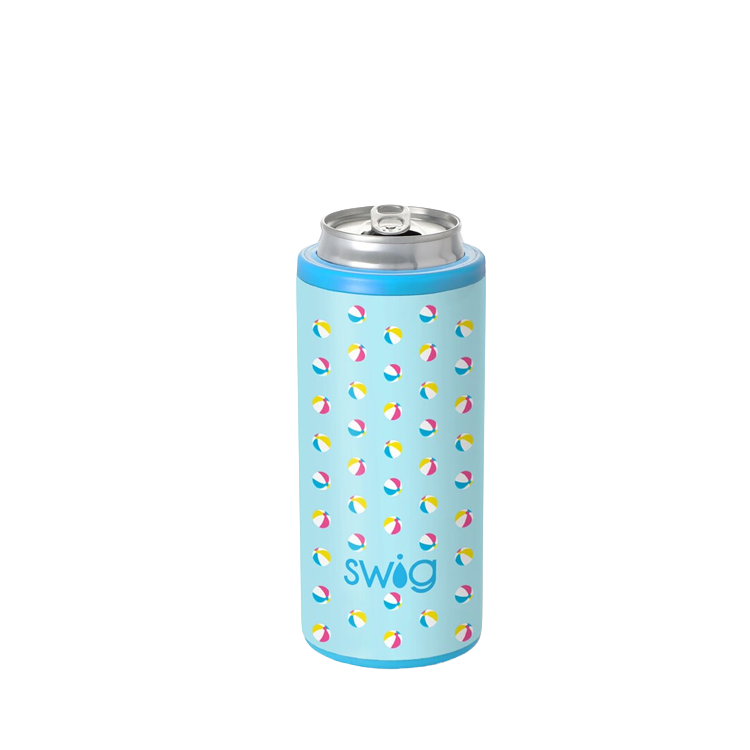 Swig Life Skinny Can Cooler 12 oz Beach Balls