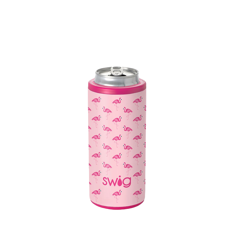Swig Life Skinny Can Cooler 12 oz Flamingos