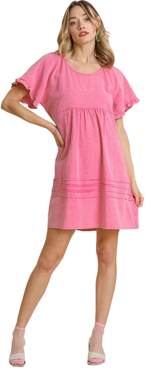 Umgee Mineral Wash Bubblegum Pink Dress