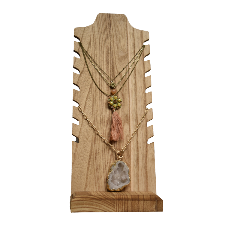 Empty Wooden Necklace Display Stand