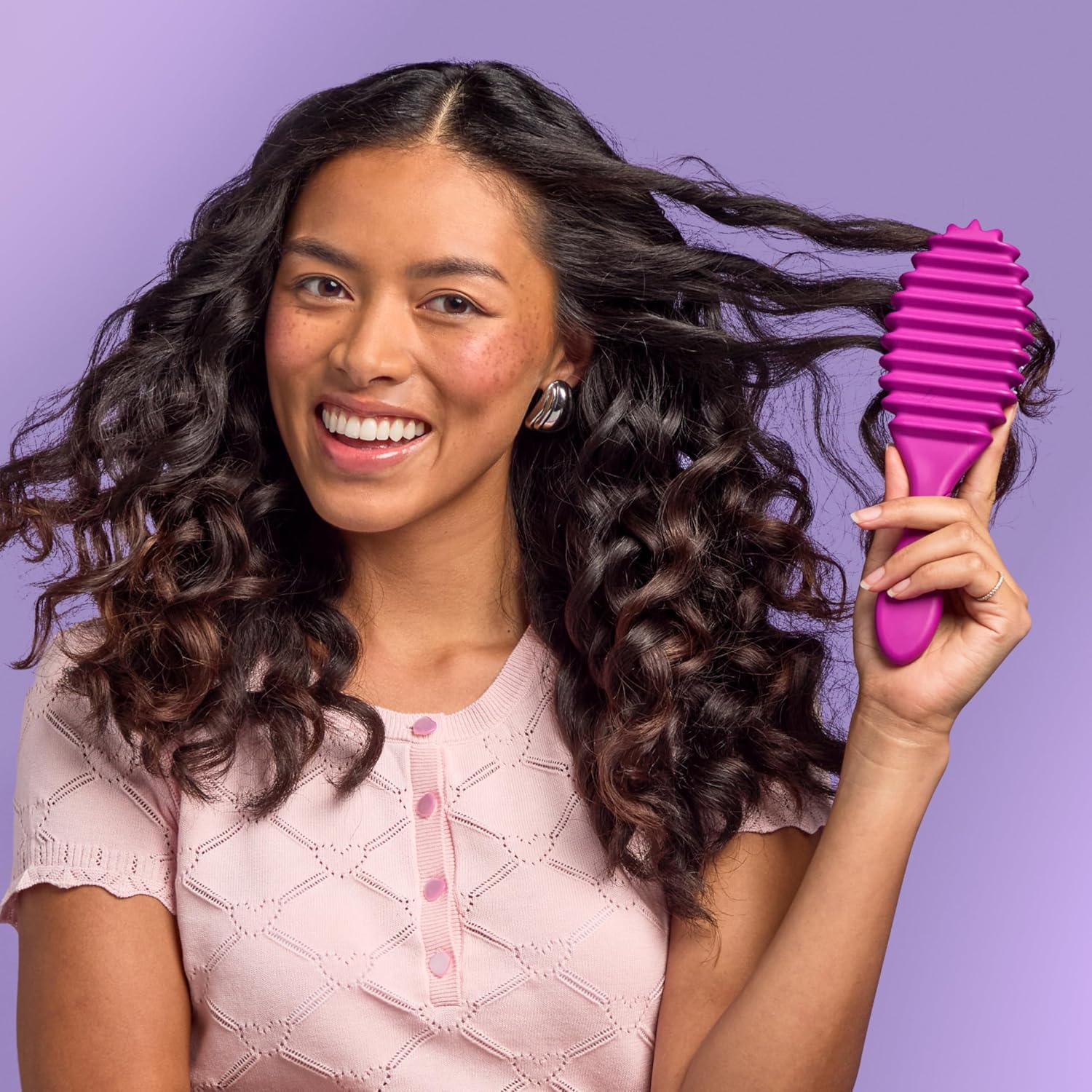 Wet Brush Curl Shaper Detangler Brush - Purple