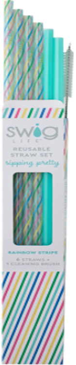 Swig Life Rainbow Strip Reusable Straw Set