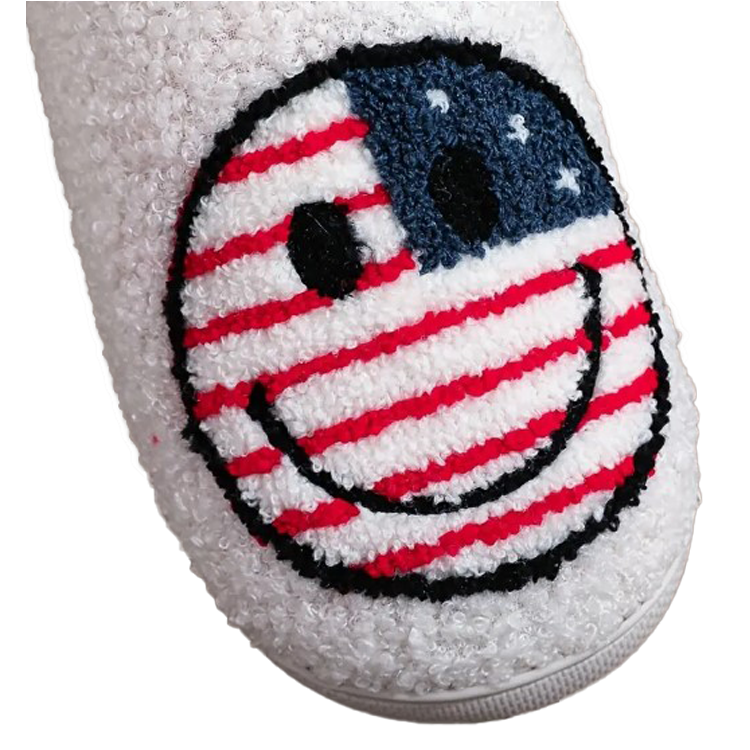 Patriotic Smiley Face Slippers