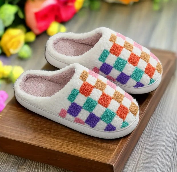 Vivid Checkered Slippers