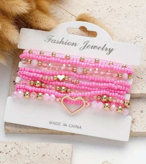 Bracelet Set 10pc Valentine Inspired PinkPro Beauty Supply