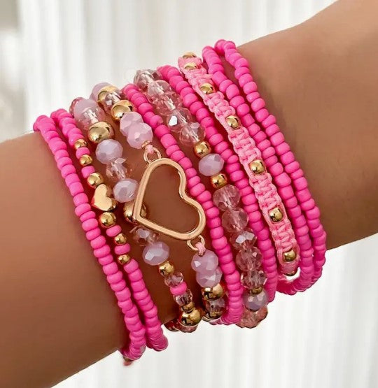 Bracelet Set 10pc Valentine Inspired PinkPro Beauty Supply