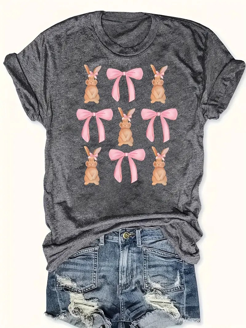 Graphic T-shirt Easter Pink Bows Bunny