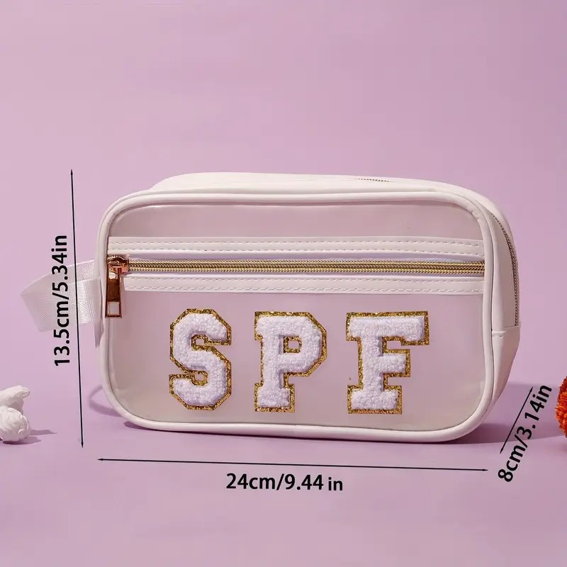 Embroidered SPF Bag Clear with White Trim