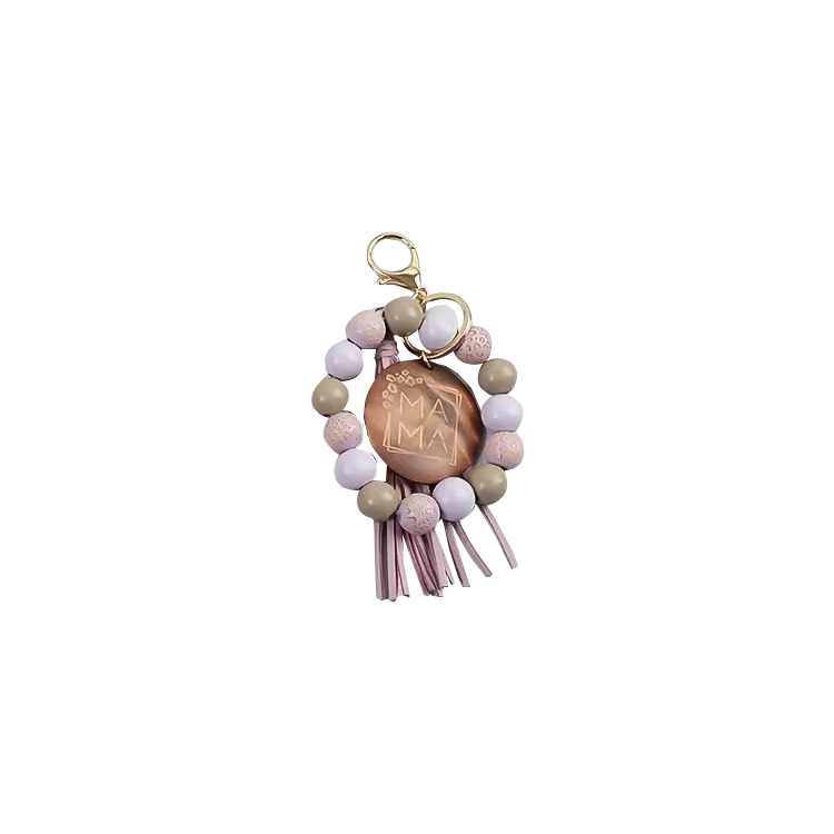 Bracelet Keychain Wooden Bead Mama Lilac