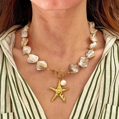Necklace Golden Starfish Shell Beads - PinkPro Beauty Supply