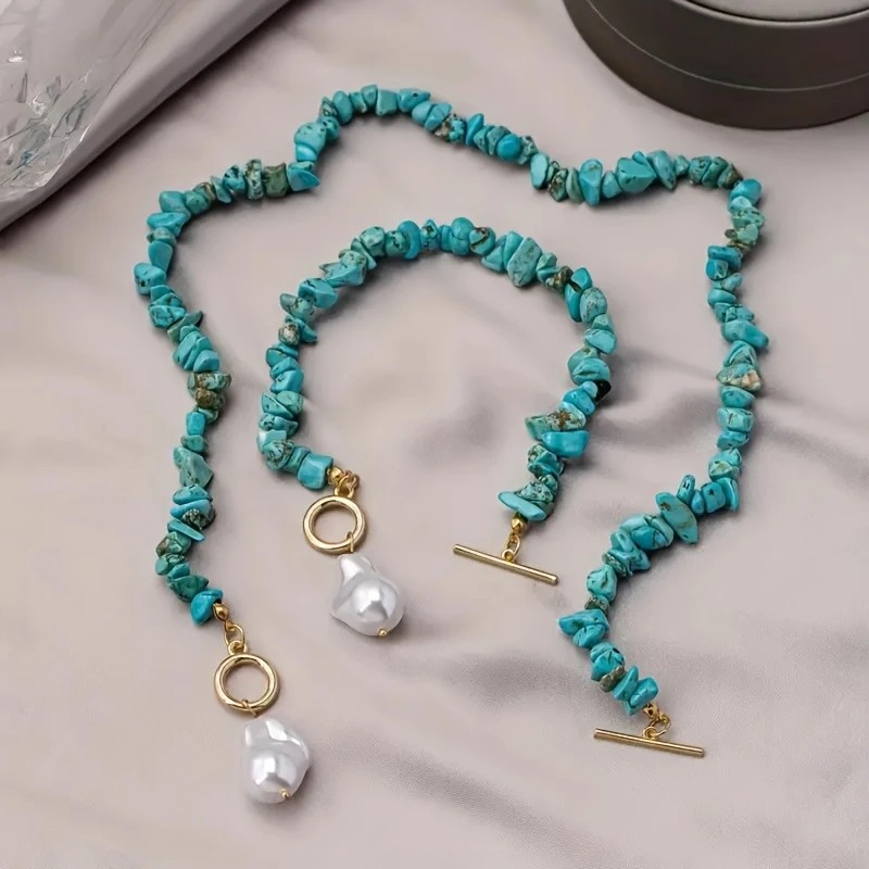 Jewelry Set Turquoise & Baroque - 2 Piece