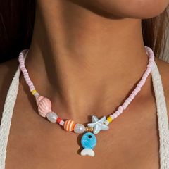 Charm Necklace Fish/Shell/Starfish - Pink PinkPro Beauty Supply