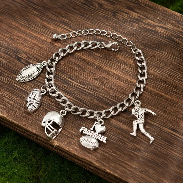 Vintage Football Charm Bracelet