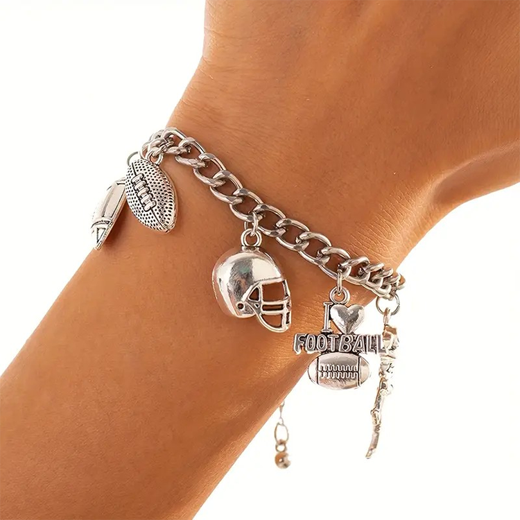 Vintage Football Charm Bracelet