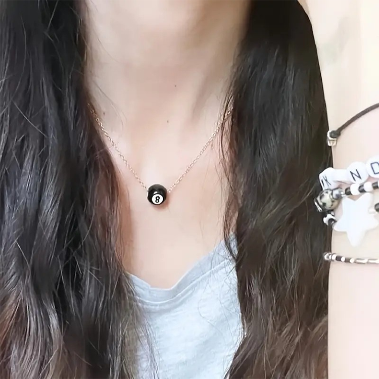 8-Ball Pendant Necklace Black