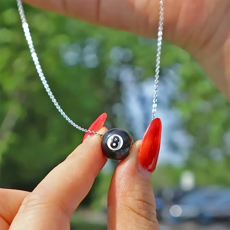 8-Ball Pendant Necklace Black