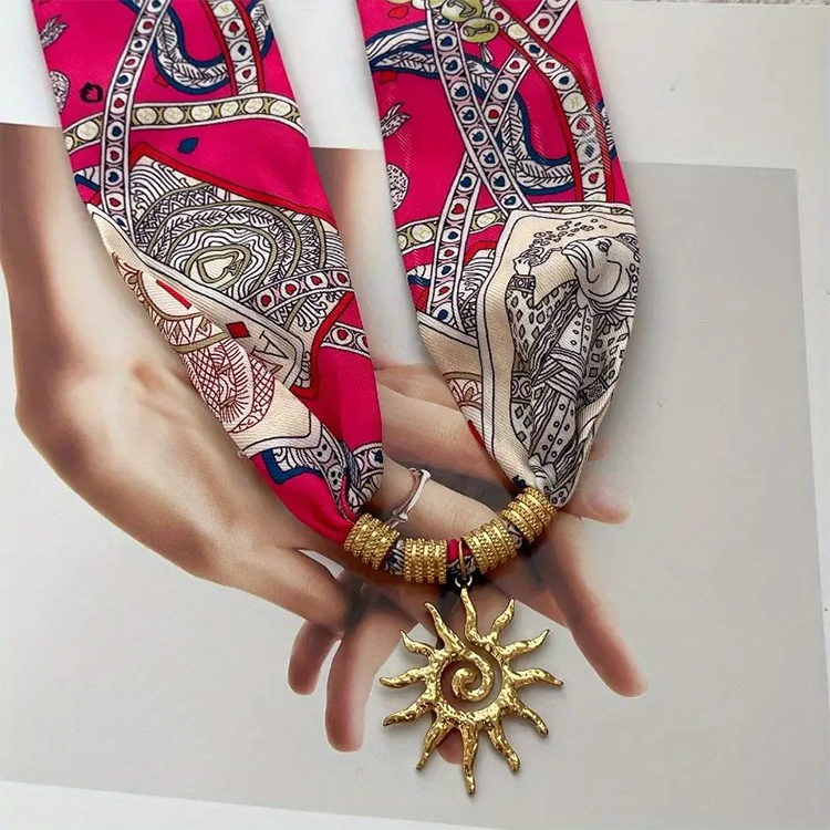Charm Necklace Scarf Boho Sunburst