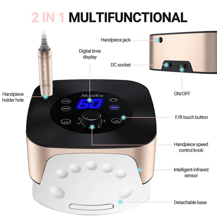 MelodySusie XC320C 2 in 1 Nail Lamp with Nail Drill Kit - Gold