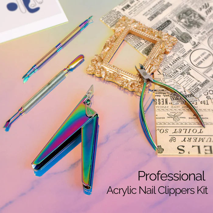 MelodySusie Acrylic Nail Clippers 4 in 1 Kit - Rainbow