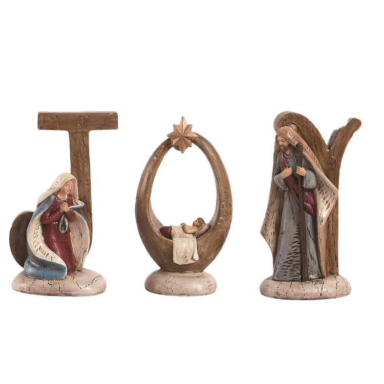 Multicolor Christmas Joy Nativity Set of 3