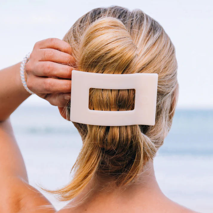 Teleties Rectangle Flat Almond Beige Hair Clip Large - PinkPro Beauty Supply