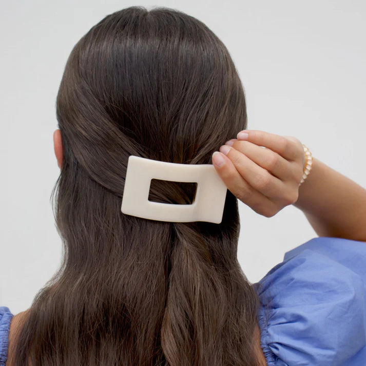 Teleties Rectangle Flat Almond Beige Hair Clip Small - PinkPro Beauty Supply