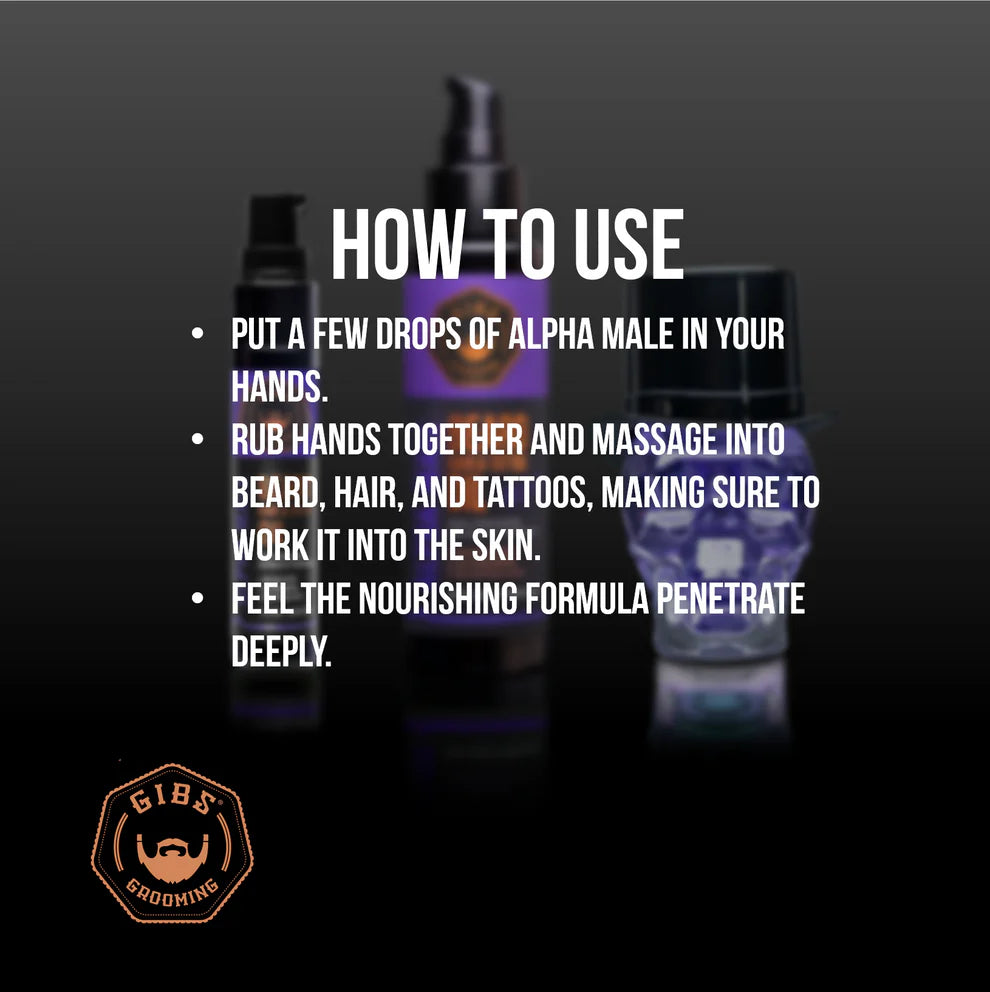 Gibs Alpha Male Beard Hair & Tattoo Oil 4 oz.