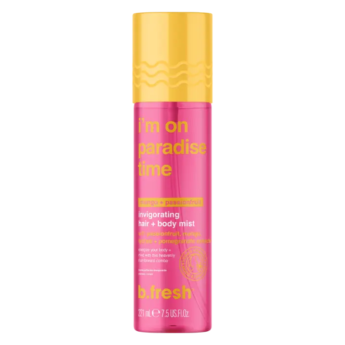 B.Fresh I'm On Paradise Time Invigorating Hair + Body Mist - Mango + Passionfruit 7.5 oz. - PinkPro Beauty Supply