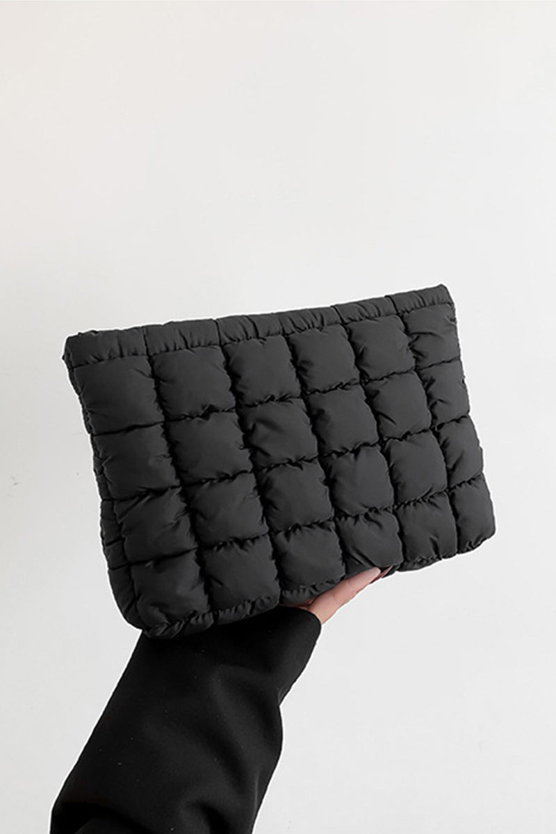 Zenana Quilted Puffy Pouch Clutch Cosmetic Bag - Black