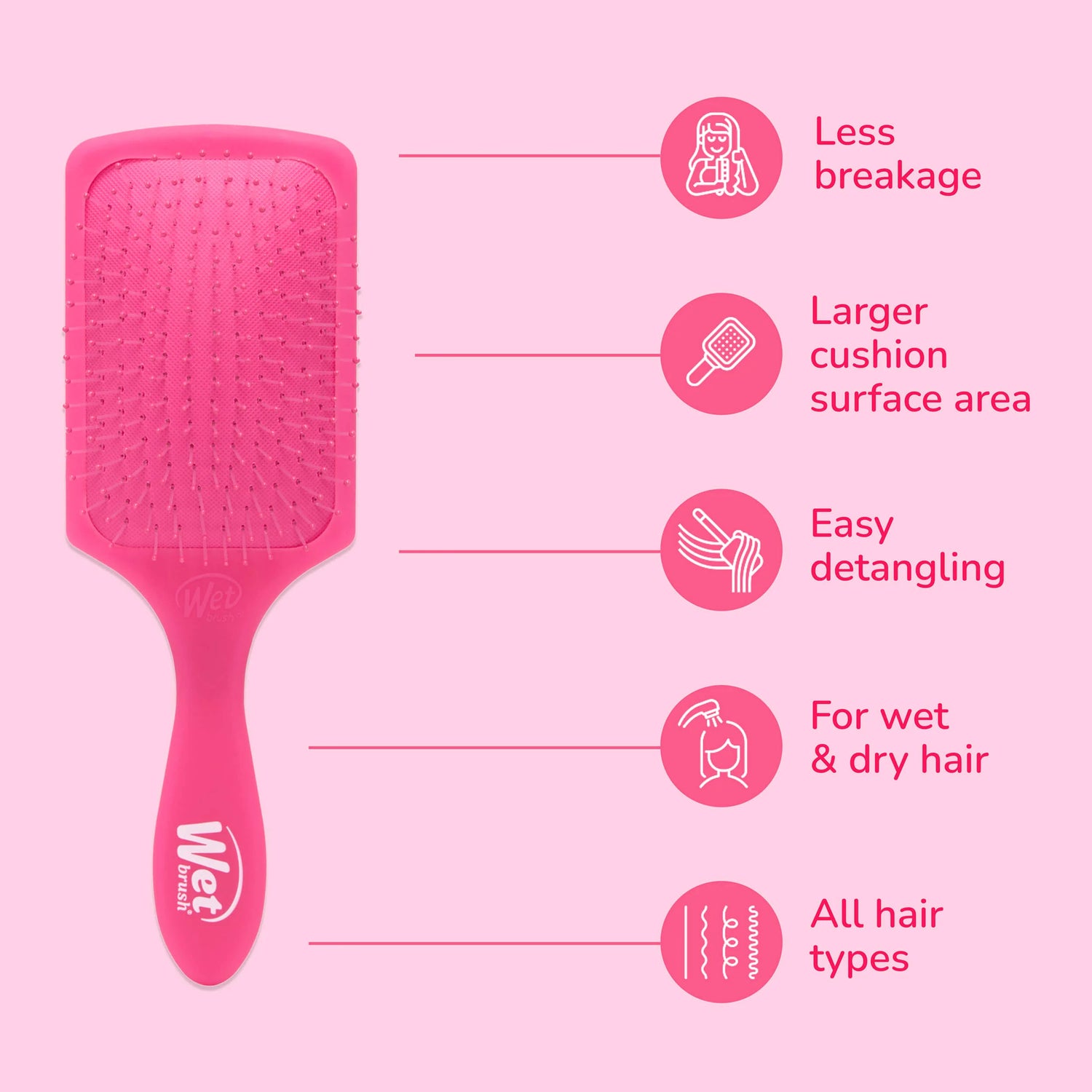 Wet Brush Paddle Detangler - Frost Pink