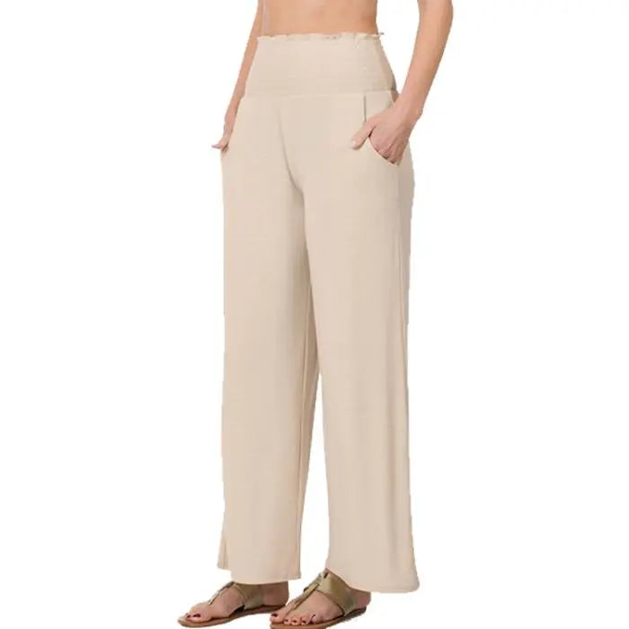 Beige Wide Leg Lounge Pants - PinkPro Beauty Supply