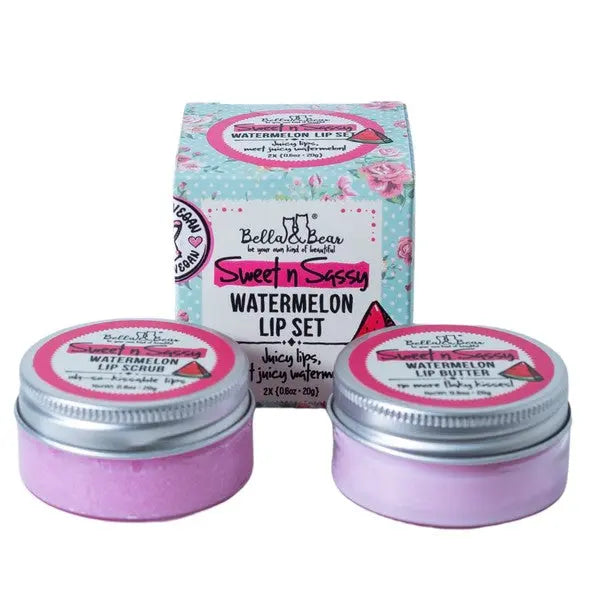 Bella & Bear Sweet 'n' Sassy Watermelon Lip Scrub & Lip Butter - PinkPro Beauty Supply