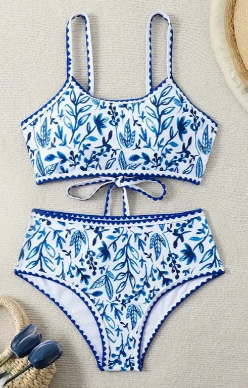 Blue Floral Bikini Swimsuit - PinkPro Beauty Supply