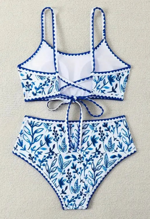 Blue Floral Bikini Swimsuit - PinkPro Beauty Supply