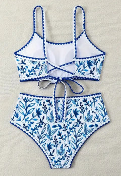 Blue Floral Bikini Swimsuit - PinkPro Beauty Supply