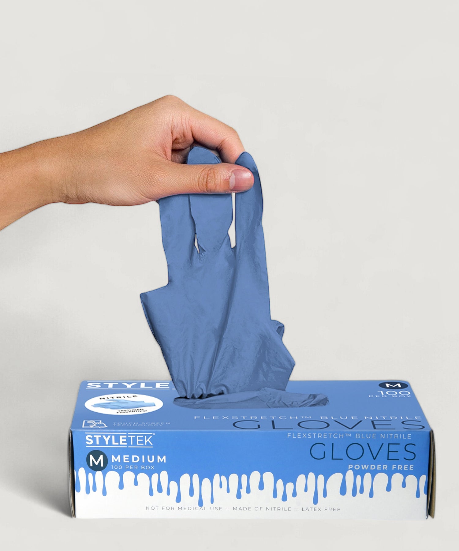 Styletek Blue Nitrile Deluxe Touch Gloves - Medium