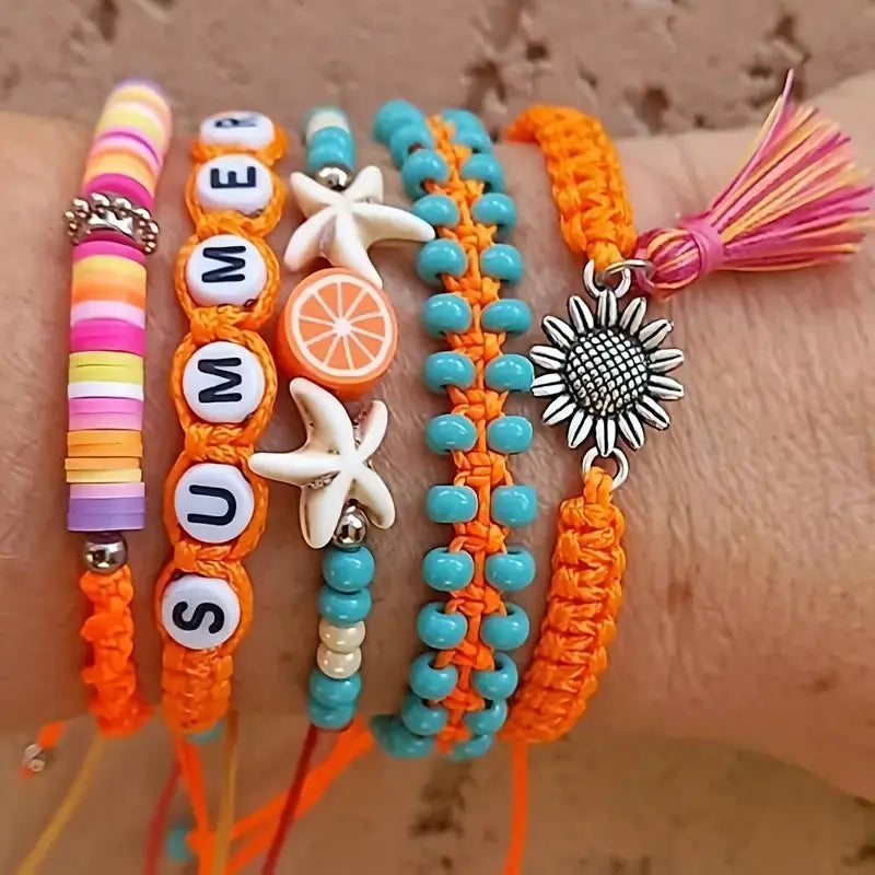 Boho Beach Bracelet - 5 Piece Set PinkPro Beauty Supply