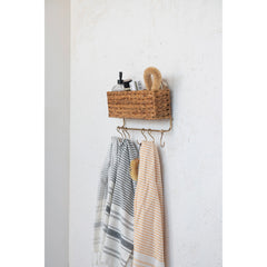 Hand-Woven Straw and Metal Wall Basket Gift