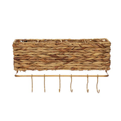 Hand-Woven Straw and Metal Wall Basket Gift