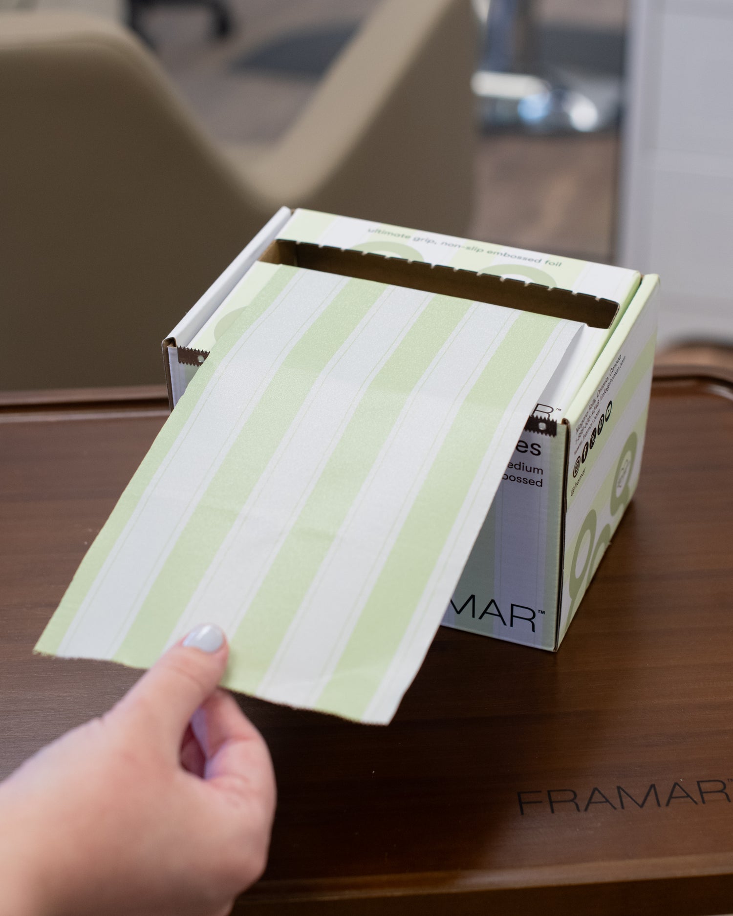 Framar Celery Stripes Embossed Roll 320 Feet